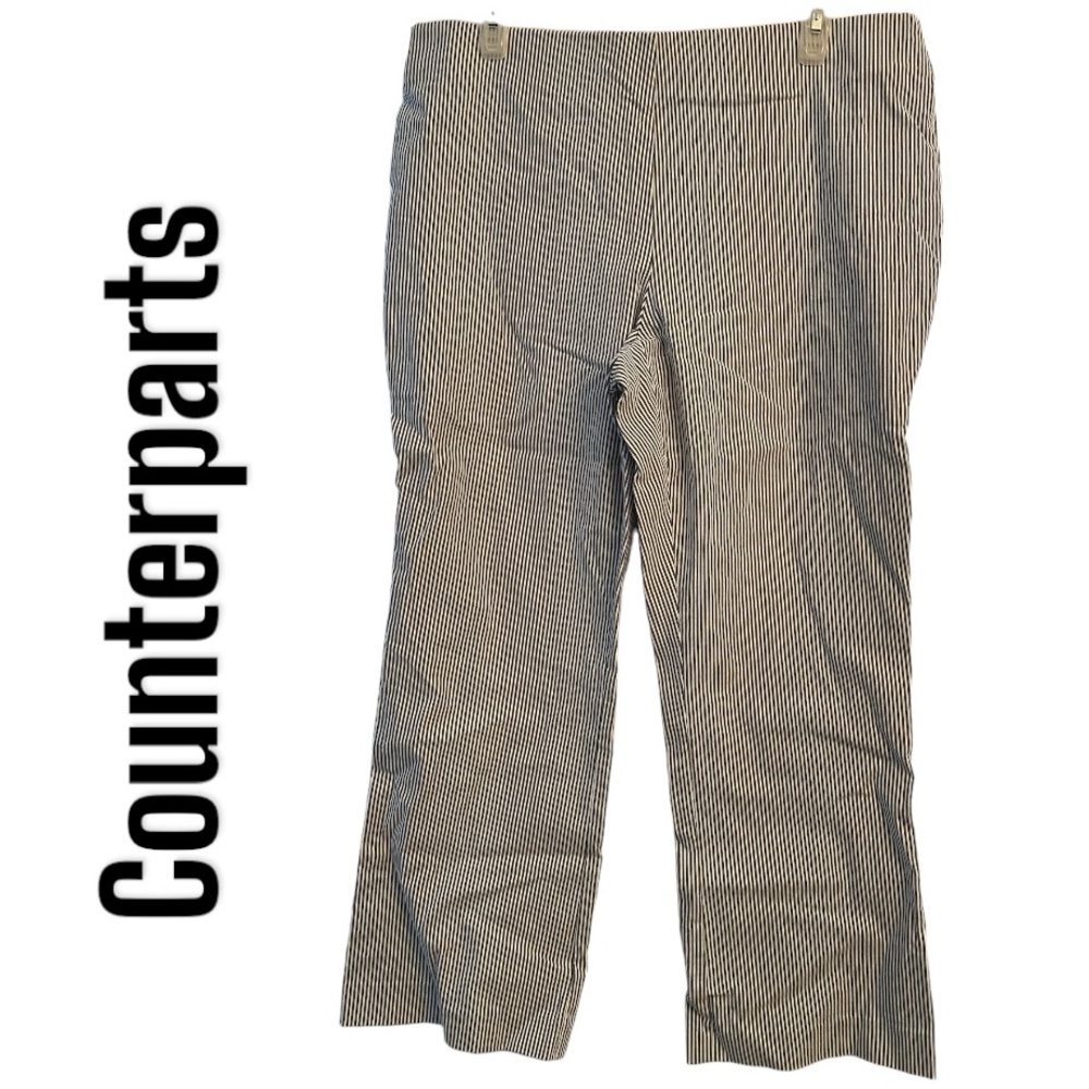 CounterParts gray and White Striped Ankle Pants L